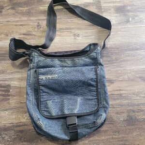 Fossil Denim Crossbody Bag - Blue Wash Jean Shoulder Bag 13x14